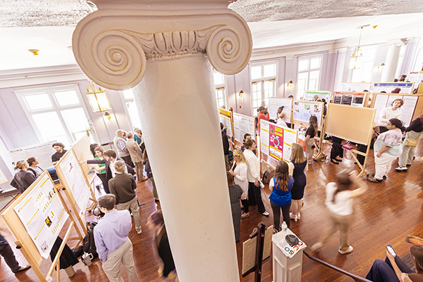 an overhead view of a poster session during the undergraduate reseearch symposium
                     SOURCE
