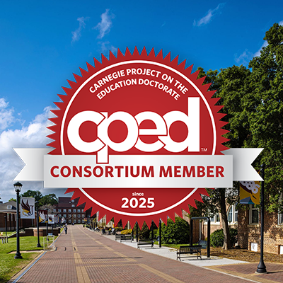 CPED consortium member emblem over a photo of Scholars Walk