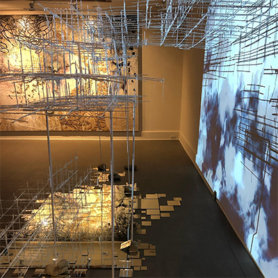 A photo of student Anna Dean's solo multi-media exhibition