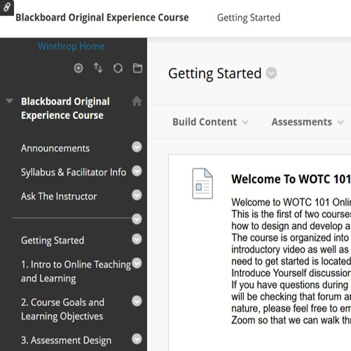 Blackboard Original Experience Screenshot
