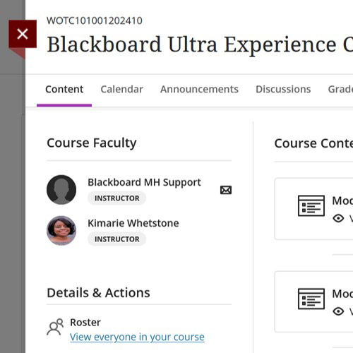 Blackboard Ultra Experience Screenshot