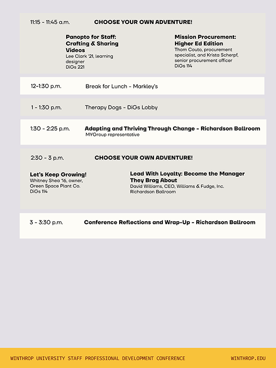 Staff Professional Development Conference schedule, page 1 Staff Professional Development Conference schedule, page 2