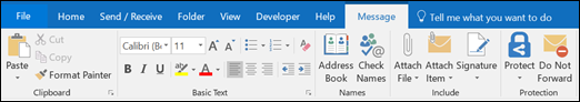 Email Message Menu