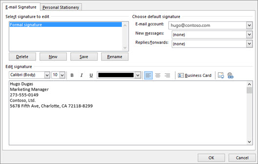Email Signature Menu