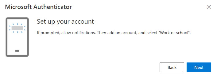 Step Three: Select Work or School Authenticator