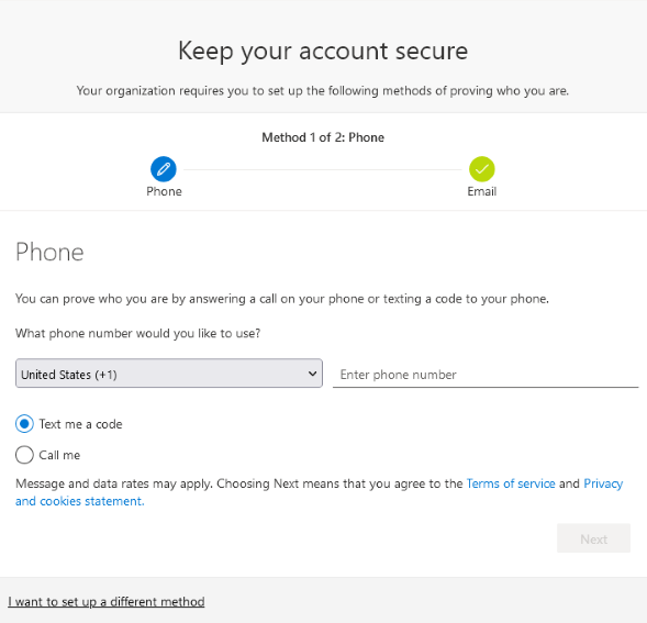 Step Two: Enter Your Phone Number