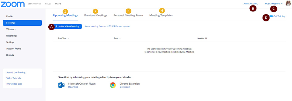 Zoom Web Navigation Meetings Page