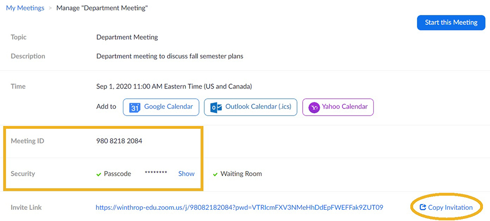 Schedule Zoom Meeting Web
