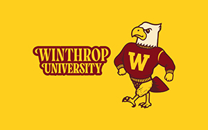 Gold Winthrop University with Mascot